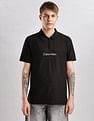 Calvin Klein Jeans Mens Black Logo Polo Shirts