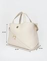 Tommy Hilfiger Solid Beige Cotton Handbags