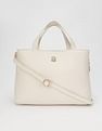 Tommy Hilfiger Solid Beige Cotton Handbags