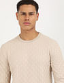 Calvin Klein Jeans Basket Weave Cotton Textured Sweater