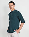 U.S. Polo Assn. Denim Co. Mandarin Collar Overdyed Solid Shirt