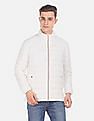U.S. Polo Assn. Men White Stand Collar Quilted Jacket With Pouch