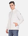 U.S. Polo Assn. Men White Stand Collar Quilted Jacket With Pouch