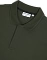 Calvin Klein Men Olive Elevated Logo Tape Solid Pique Polo Shirt