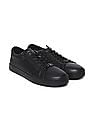 Calvin Klein Men Black Vulcanized Zipper Debossed Lace Up Sneakers