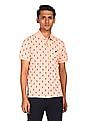 Aeropostale Men Light Pink Cotton Printed Polo Shirt