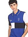 AD by Arvind Cotton Panelled Colour Block Polo Shirt