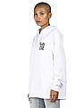 Calvin Klein Women White Long Sleeve Brand Print Hooded Sweatshirt