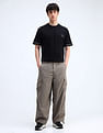 Flying Machine Mid Rise Solid Loose Fit Cargos
