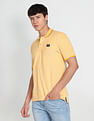 Flying Machine Striped Collar Solid Polo Shirt