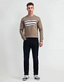 Arrow Sport Crew Neck Horizontal Striped Sweatshirt