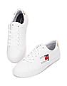 Tommy Hilfiger Women White Lace Up Brand Flag Sneakers
