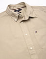 Tommy Hilfiger Khaki Men's Shirt for Relaxed Look