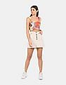 Aeropostale Women White Distressed Denim Skirt