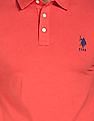 U.S. Polo Assn. Men Coral Ribbed Collar Solid Pique Polo Shirt