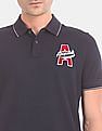Aeropostale Men White Cotton Numeric Appliqued Polo Shirt