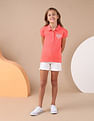 U.S. Polo Assn. Kids Girls Glitter Relaxed Fit Polo Shirt