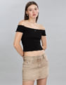 Tommy Hilfiger Regular-Fit Cotton Off-Shoulder Neck Crop Tops