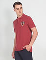 U.S. Polo Assn. Denim Co. Men Maroon Pique Solid Cotton Polo Shirt