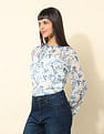 U.S. Polo Assn. Women Chiffon Sheer Floral Printed Top