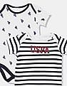 U.S. Polo Assn. Kids Baby White And Navy Short Sleeve Bodysuit - Pack Of 2