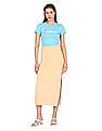 Aeropostale Women Aqua Crew Neck Brand Print T-Shirt