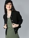Flying Machine Women Spread Collar Solid Denim Jacket