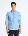 Flying Machine Spread Collar Geometric Print Shirt