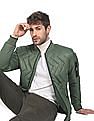Flying Machine Stand Collar Solid Quilted Jacket