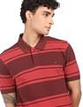 AD by Arvind Cotton Horizontal Striped Polo Shirt