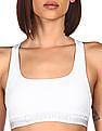 Calvin Klein Underwear Women White Elasticized Strap Logo Racerback Bra