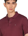 Calvin Klein Men Maroon Smooth Cotton Slim Fit Solid Polo Shirt
