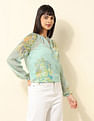 U.S. Polo Assn. Women Abstract Printed Chiffon Top