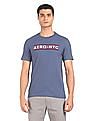 Aeropostale Men Blue Appliqued Logo Cotton T-Shirt