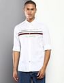 Tommy Hilfiger Men White Embroidered Logo Casual Shirt