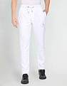 U.S. Polo Assn. Denim Co. Men White Mid Rise Logo Print Solid Track Pants