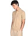 Calvin Klein Men Beige Cotton Stretch Tipped Pique Polo Shirt