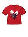 U.S. Polo Assn. Kids Girls Red Puff Sleeve Embellished Logo T-Shirt