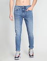Flying Machine Mid Rise Slash Slim Tapered Fit 90s Vintage Jeans