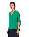 Tommy Hilfiger Women Green Notch Collar Solid Top