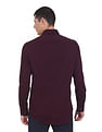 Tommy Hilfiger Men Wine Solid Poplin Weave Slim Fit Formal Shirt