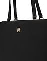 Tommy Hilfiger Solid Black Polyester Tote Bag