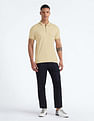 Flying Machine Solid Zipper Polo Shirt