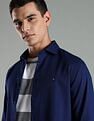 Tommy Hilfiger Self Design Slim Fit Cotton Shirt