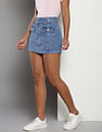 Tommy Hilfiger Belted Zipper Denim Mini Skirt