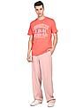 Aeropostale Men Coral Crew Neck Cotton Brand Print T-Shirt
