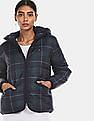 Tommy Hilfiger Women Navy Puffer Blackwatch Hood Check Jacket