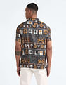 Flying Machine Graphic Print Cuban Collar Shirt
