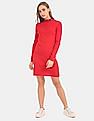 Calvin Klein Women Red Logo Neck Fitted Sweater Dress