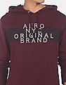 Aeropostale Men Burgandy Hooded Brand Printed Sweatshirt
